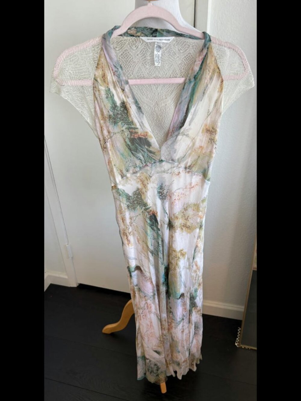 Diane von Furstenberg Silk Floral Lace Maxi Dress Size 2